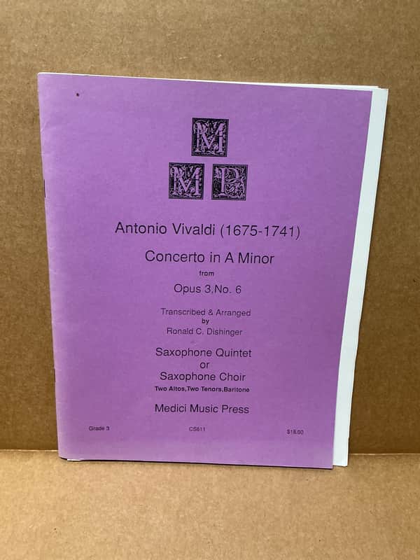 Antonio Vivaldi Concerto in A Minor from Opus 3, No. 6 Saxophone Quintet CS611 image 1