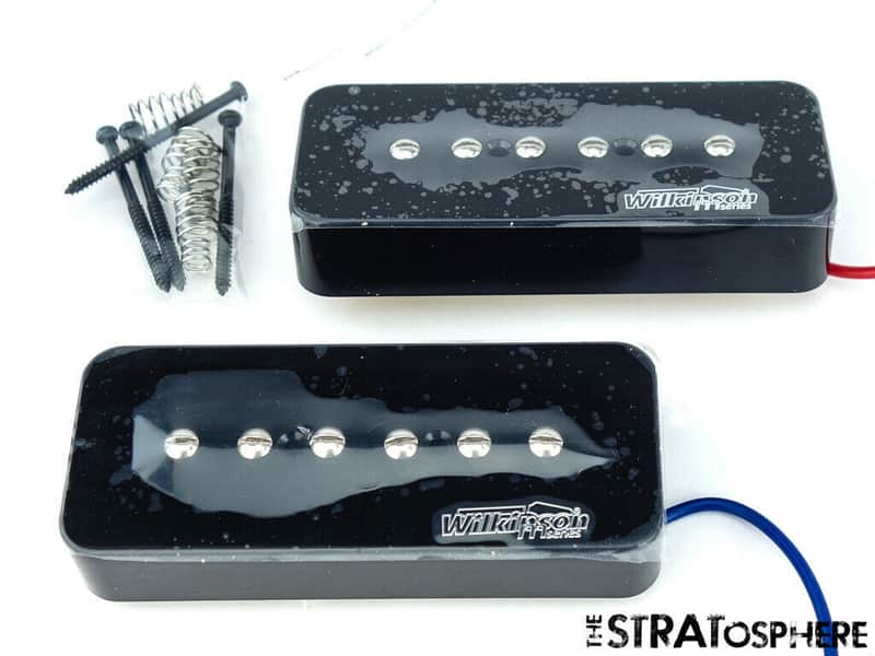 *NEW Wilkinson WO90 Ceramic Soapbar P-90 PICKUP SET Single Coil Pickups Black image 1