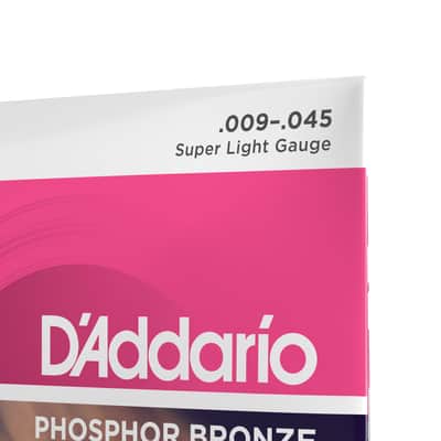D'Addario Acoustic Guitar Strings Super Light Phosphor Bronze 009-045 image 3