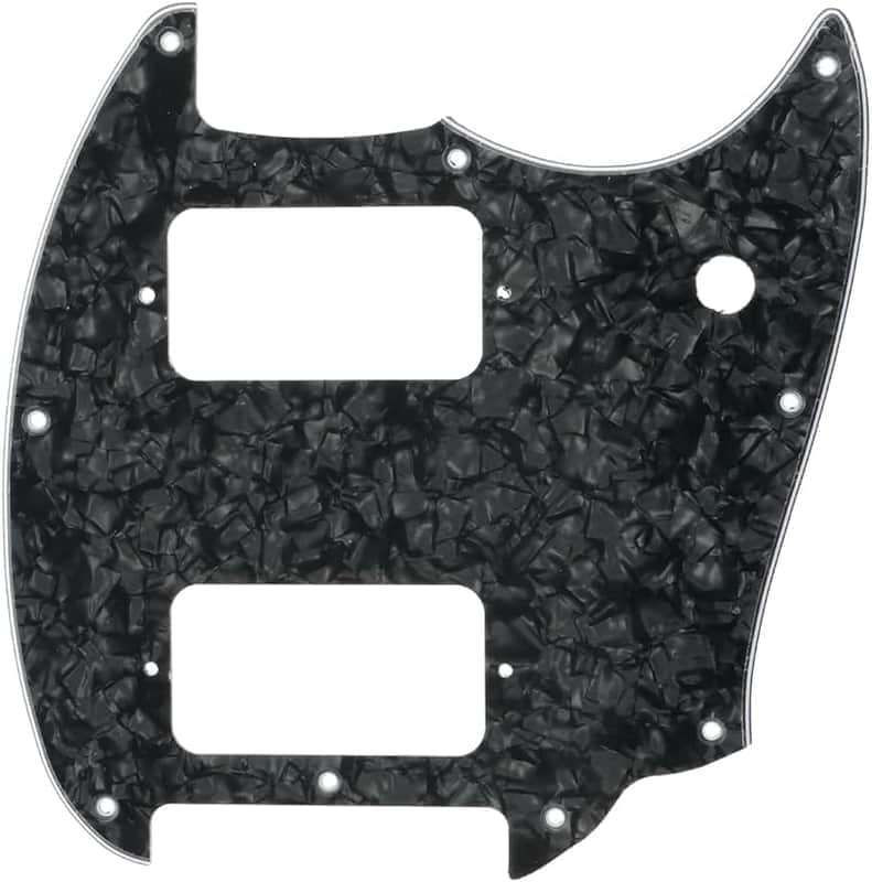 Black Pearl HH 9 Holes Round Corner Guitar Pickguard 2 Humbuckers Compatible for Squier Bullet Series Mustang Electric Guitar image 1