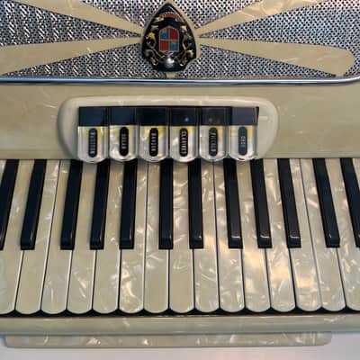 Contello Accordion 60’s in Pearl with Case Made In Italy image 11
