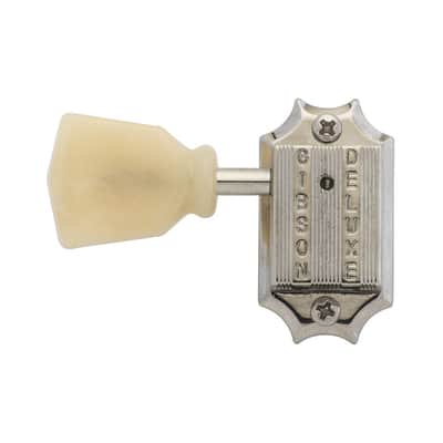 Gibson Deluxe Tuners 3 x 3 Kluson Style with Bolt Bushing (Nickel, Yellow Key) image 5