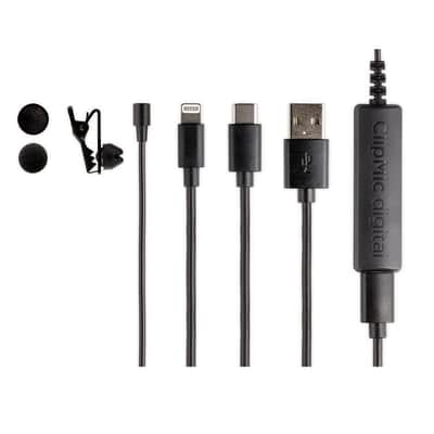 Apogee Electronics ClipMic digital 2 Lavalier Microphone Bundle with Auray Fuzzy Windbuster and Tie/Lapel Clips (3-Pack) image 4