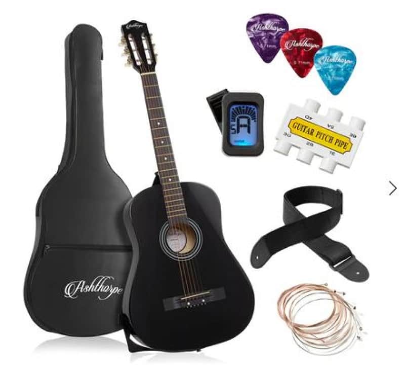 🎸Classical / Acoustic Guitar Black +Soft Case/Gig Bag +Tuner +Strap +Picks!🎸 image 1