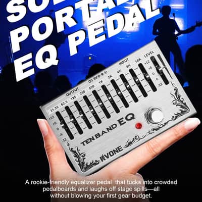 RVONE 10-Band Equalizer Pedal | Low-Noise EQ Pedal for Guitar, Bass & Pedalboards | True Bypass for Pure Signal Effects Chain | Live Stage, Studio Recording & Mixing (31.25Hz–16kHz ±12dB) | Portable image 5