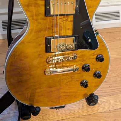 Epiphone Les Paul Custom Exclusive Quilt Top - Transparent Amber image 3