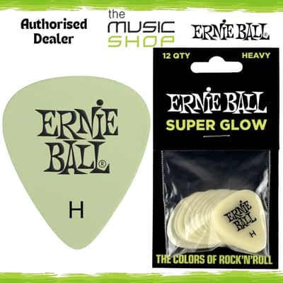 Ernie Ball Super Glow in the Dark Cellulose Guitar Picks, Heavy, 12 Pack - 9226 image 1
