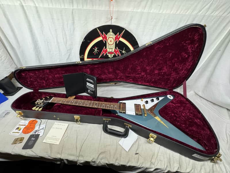 Gibson USA Custom Shop '59 1959 Reissue Flying V Guitar with COA + Case - Pelham Blue image 1