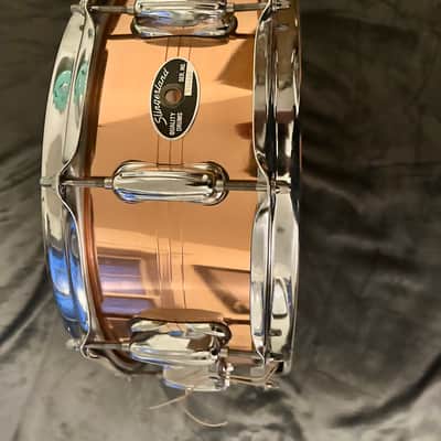 Slingerland- 5x14" Sound King, Lacquered Brass, 10-Lug Snare Drum 1980s image 6