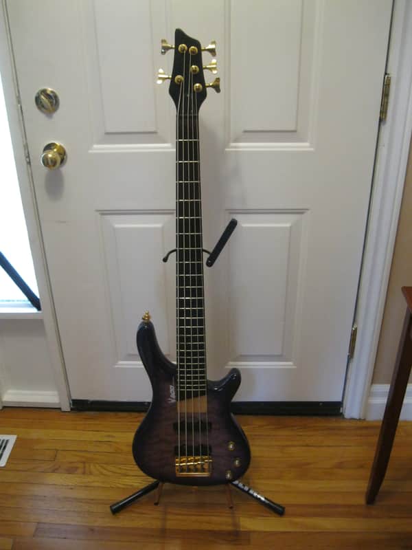 JK. Lado Hawk 5 String Jazz Bass 2003 Purple Quilt image 1