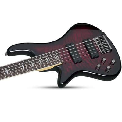 Schecter Stiletto Extreme-5 Left Handed Bass Guitar Black Cherry image 3