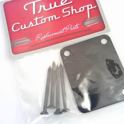 True Custom Shop® Black Neck Plate with Screws for Fender Stratocaster Telecaster and Bass image 2