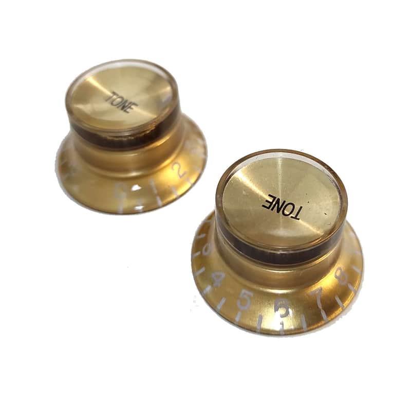 2 Gold NOT engraved TopHat Tone Knobs with Gold Reflector Cap for Gibson SG styl image 1