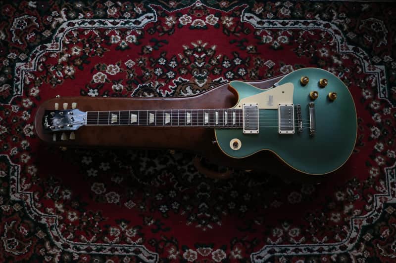 Gibson 1957 Les Paul Standard Natural Back VOS Electric Guitar  2019 Antique Metallic Teal image 1
