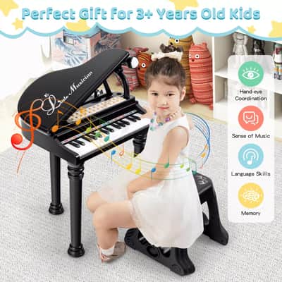 Kids 31-Key Piano Keyboard Toy with Stool & Microphone | Toddler Musical Instrument for Learning and Fun | Perfect Gift for Ages 3+ image 3