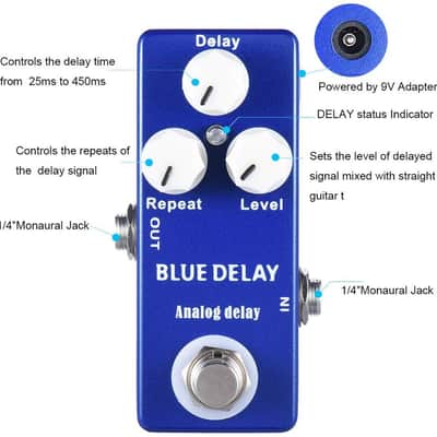 Mosky Blue Delay Analog Delay Guitar Effect Pedal. FREE PICKS + HOLDER+ FREE SHIP USA image 10