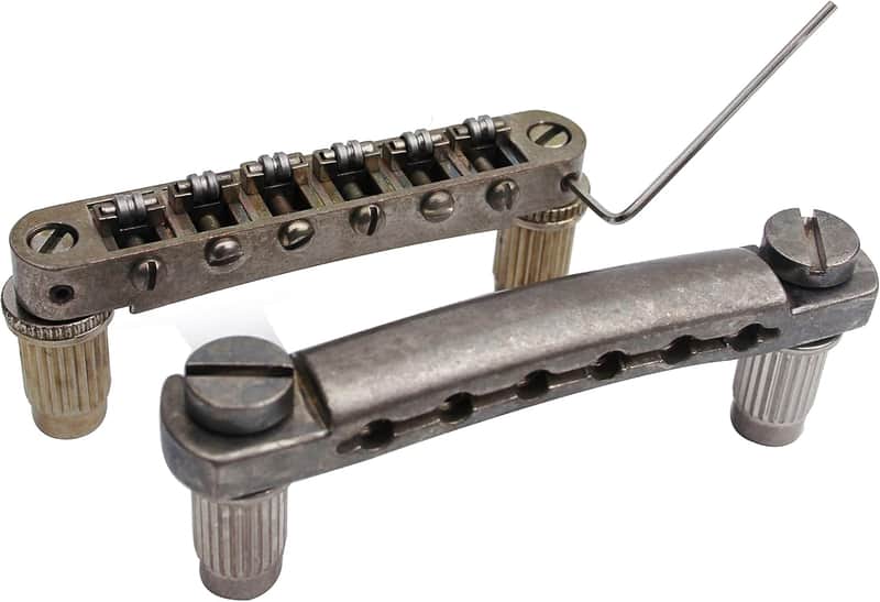 Guitar Tune-O-Matic Bridge and Stop Bar Tailpiece Combo Replacement Compatible with LP SG EPI 6 String Electric Guitar(GS001 + GM005, rust color) image 1