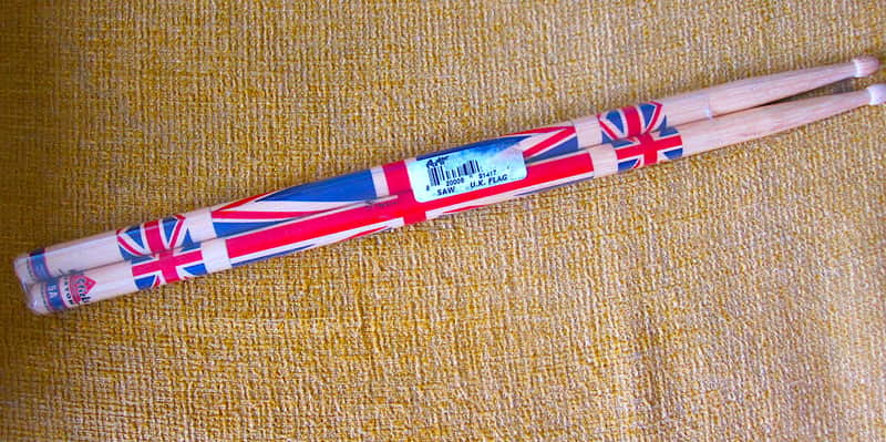 Hotsticks Artisticks 5A UK Flag Hickory Drum Sticks - NOS image 1