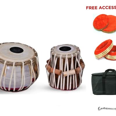 Handmade Steel Tabla Set With Bag Chrome Polish Sheesham Wood Dayan Musical Instrument image 2