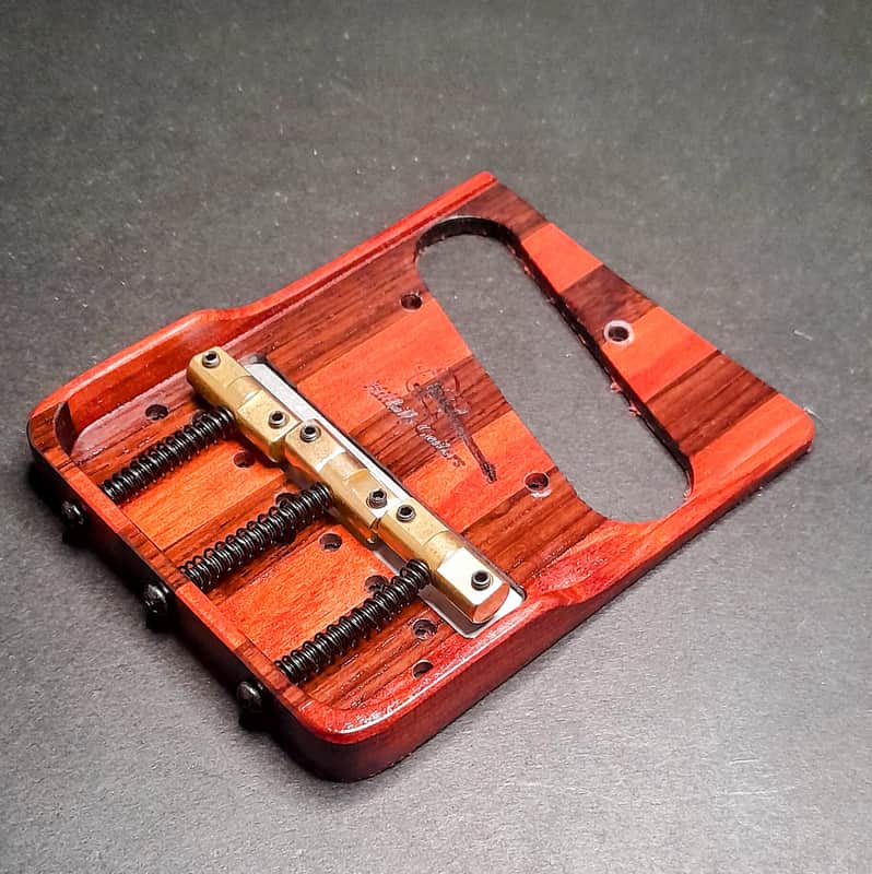 Hillbilly Guitars Custom Bloodwood / Rosewood American Deluxe Telecaster Bridge w Brass Comp Saddles image 1