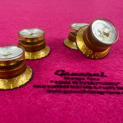 General Vintage Tone  CAB Aged reflector gold knobs for Les Paul ® ES ®  Gold Cellulose acetate image 1
