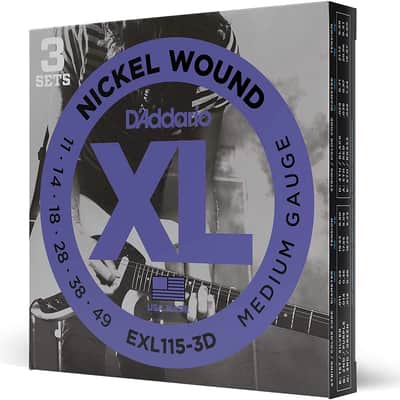 D'Addario Nickel Wound Electric Guitar Strings Medium/Blues-Jazz Rock 11-49 3 Sets image 1