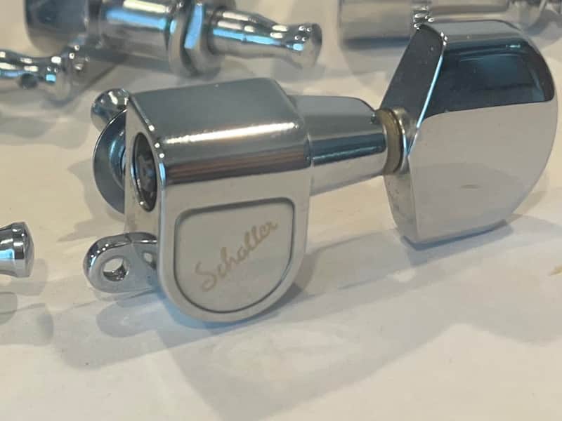 Schaller M6 3x3 tuners 1980s - chrome script logo image 1