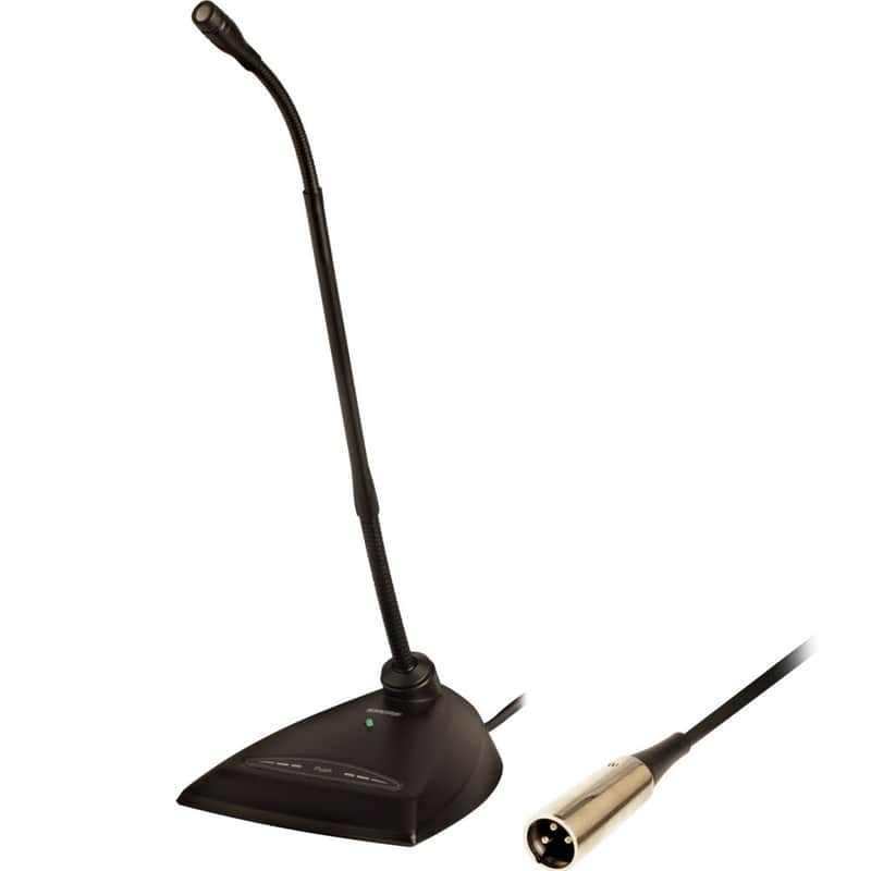 Shure MX418D/C Cardioid Condenser Microphone, 18" Gooseneck, Includes Desktop Base with 10' Cable, Logic Functions, Programmable Switch, LED Indicator, Snap-Fit Foam Windscreen image 1