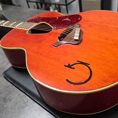 1954 Gretsch 6022 Rancher Jumbo Flat Top Western Orange Early 50s American Vintage 1950's USA G6022 Original Case G Brand Steer Logo Piezo Acoustic-Electric Guitar Spruce Maple Body Country Western Inlays Brazilian Rosewood image 18