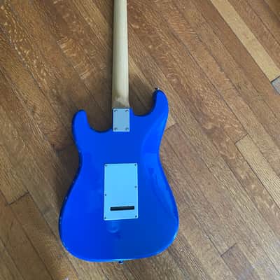 Bright blue Hondo Stratocaster electric guitar image 4