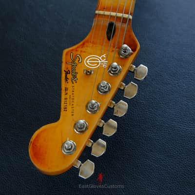 Squier Stratocaster Vintage White HSS Made in USA Aged Relic by East Gloves Customs (RARE) image 23