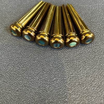 Martin APP0014 Luxe Liquid Metal Bridge Pin Set - Gold w/ Paua Abalone image 4