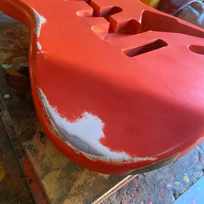 Stratocaster Body, Nitro paint, Fiesta red relic, 100% handcrafted in Italy image 4