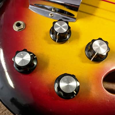 1965 Bartell (Hohner) Fretless Bass Guitar, Semi-Hollow, Pad, Case, Rare Sunburst, Woody Tone! image 3