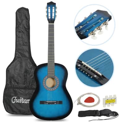 38" Full Size Acoustic Guitar Kids Guitar Adult GIGBAG STRAP TUNER Beginner Blue image 9