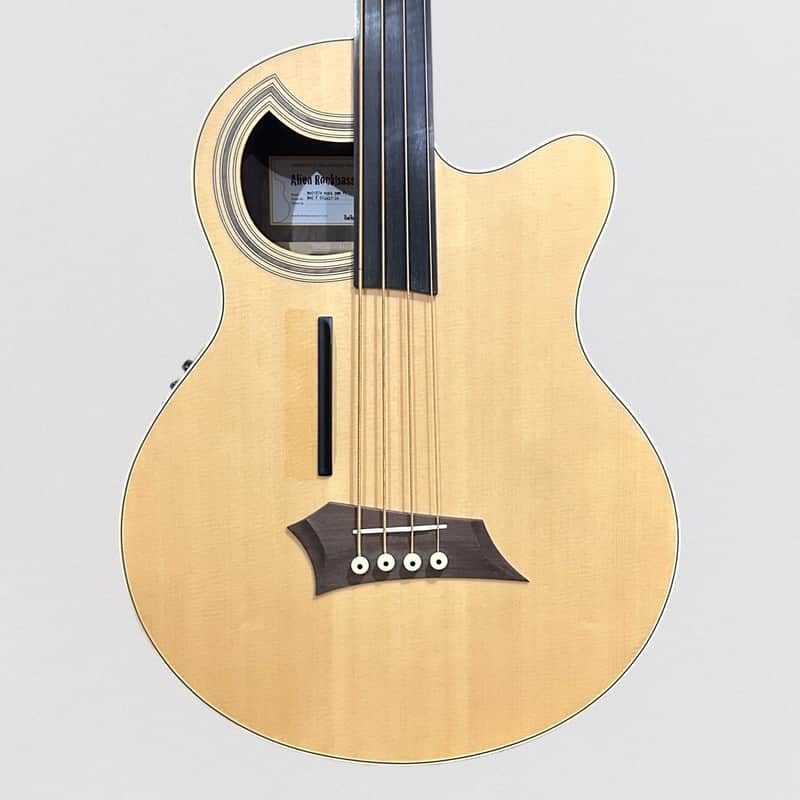 Warwick Rockbass Alien Deluxe 4 String Fretless Acoustic Electric Bass Guitar - Natural image 1
