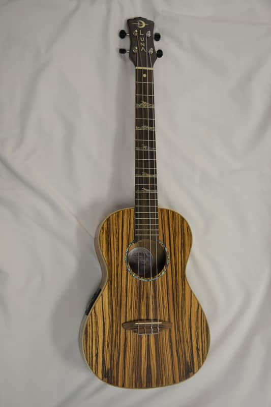 Luna High Tide Baritone Zebrawood Acoustic-Electric Ukulele image 1