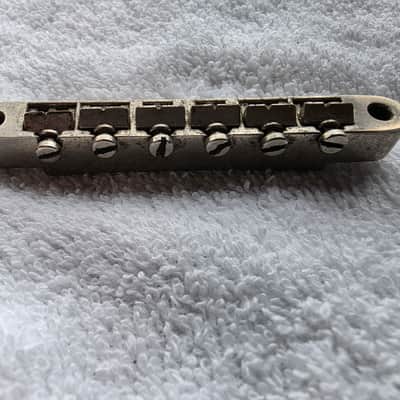 Late 50's Gibson No Wire ABR-1 Tune-O-Matic Bridge Nickel With Studs & Thumbwheels Nickel Les Paul Standard Burst imagen 2