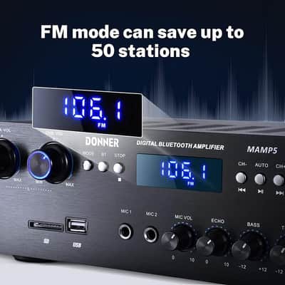 Bluetooth 5.0 Stereo Audio Amplifier Receiver, 4 Channel, 440W Peak Power Stereo Receiver USB image 4
