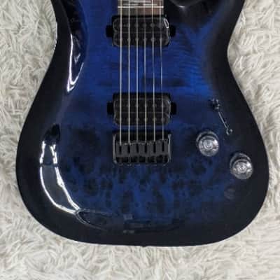 Mint Schecter 2452-SHC 6 String RH Electric Guitar Omen Elite-6 See Thru Blue Burst image 1