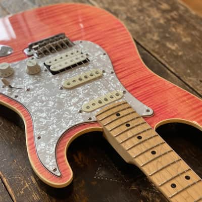 Fender Japanese Ltd Edition 'AST-FMT' Aerodyne Stratocaster 2016 Transparent Pink Maple Flametop w/ Hardcase image 8