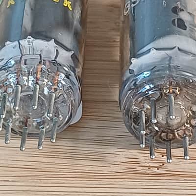 Extremely rare 50's TUNGSRAM el84 6bq DISC FOIL GETTER matched pair WELDED PLATE great Mullard alternative for Vox ac30 Marshall Orange image 11