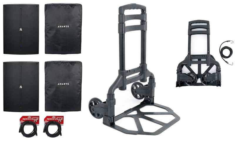 (2) Avante Audio A18S 1600W 18" Active DJ PA Subwoofers w/DSP/EQ+Covers+Trolley image 1