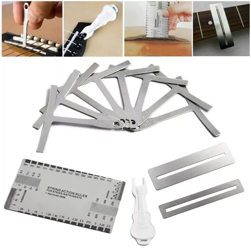 13PC Understring Radius Gauge For Guitar Bass Setup Premium Luthier Tools Kit image 1