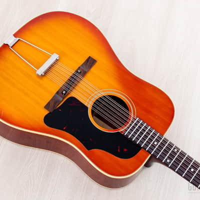 1966 GIbson B-45-12 Vintage Dreadnought 12-String Acoustic Guitar Cherry Sunburst w/ Case image 9