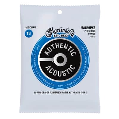 MA550PK3 AUTHENTIC SP 92/8 Phosphore Bronze Medium Pack de 3 13/56 Martin Strings image 2