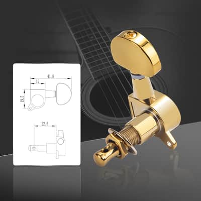 3L3R Guitar Tuning Pegs, Half Round Angled Buttons, Chrome Guitar Tuners, 6 Pack Acoustic & Classical Guitar Tuning Machines Replacement（Gold） image 2