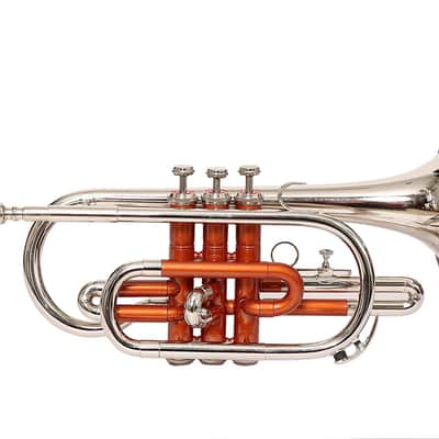 SAI MUSICAL CORNET Bb PITCH COPPER COLOR +BRASS SILVER WITH CASE AND MP 2022 image 2