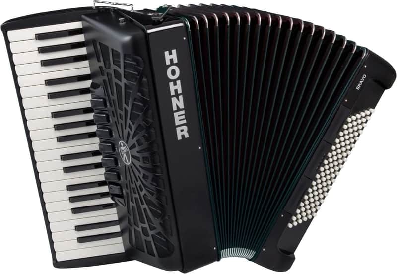 Hohner Bravo III 96 Chromatic Piano Key Accordion - Jet Black (BR96BLK) image 1