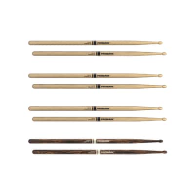 4 Pairs Pack - Pro-Mark Rebound 5A Hickory and Firegrain Drum Sticks Wood Tip RBH565AW-4PFG image 1